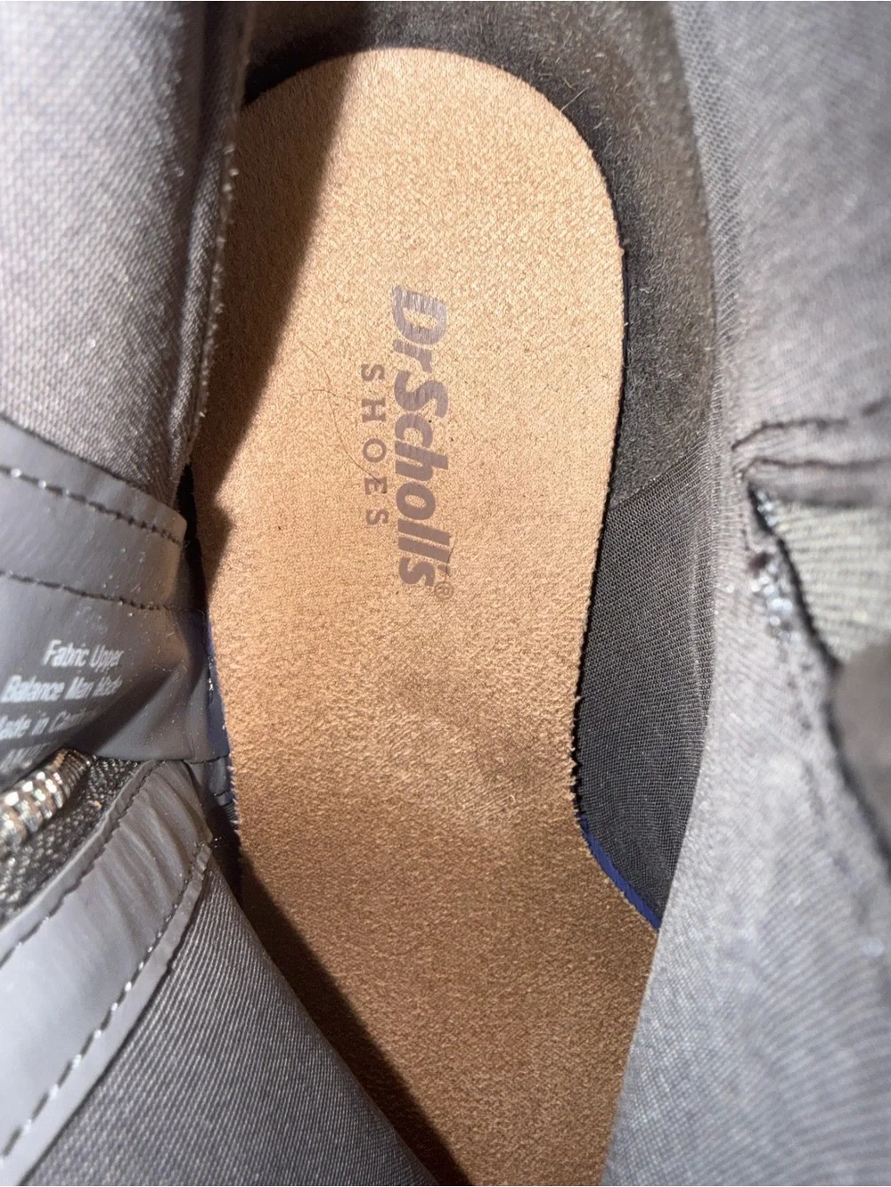 Dr. Scholl's Gray Suede Wedge Ankle Boots with Brown Trim